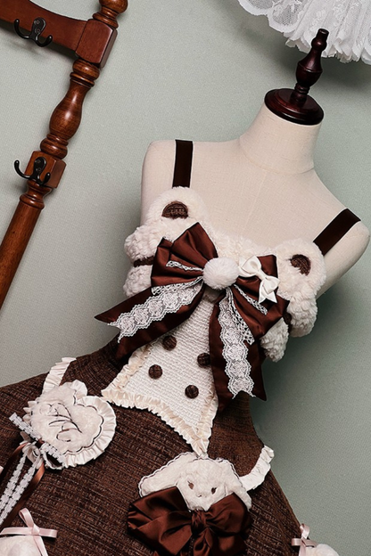 [Deadline for reservations: December 8] Frosted Sugar Rabbit Fur Ribbon Strap Dress