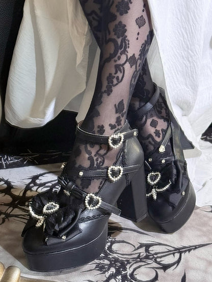 【12月12日予約締切】ジェムストーンパールリボンロリータハイヒール