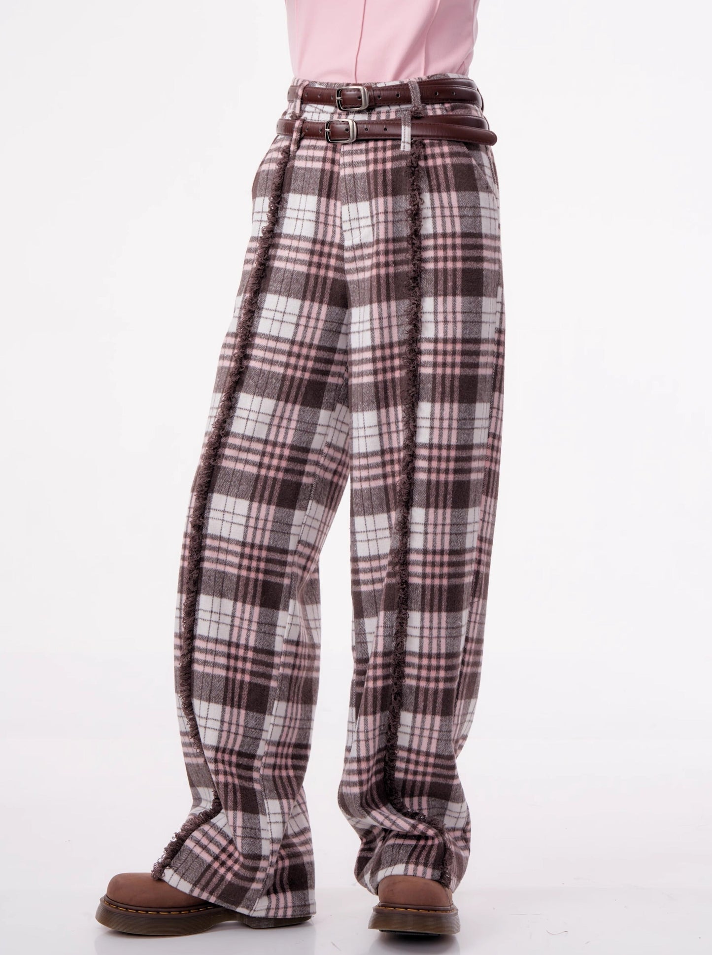 Wide Check Sweet Casual Pants