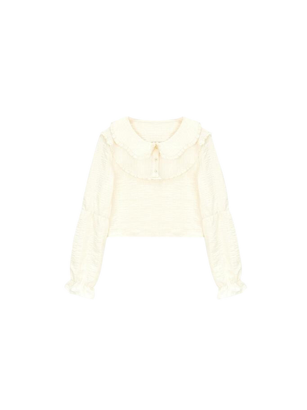 Apricot milk rabbit milk yellow vest + shirt + pleated skirt