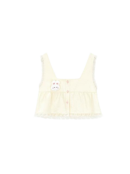 Apricot milk rabbit milk yellow vest + shirt + pleated skirt
