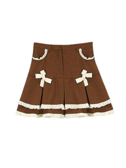 Cat cream vest + doll blouse + girly skirt