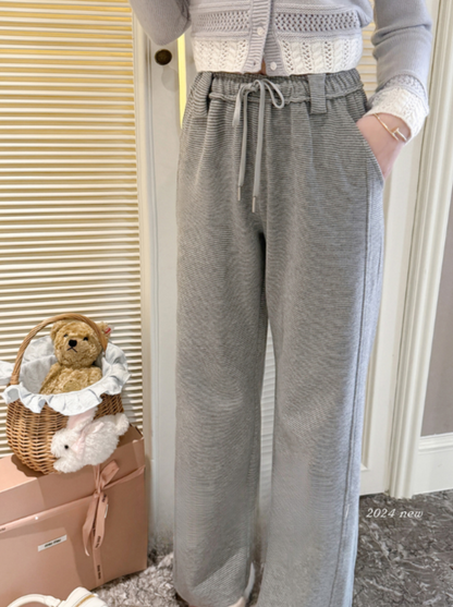 Soft waxy style stripe casual pants