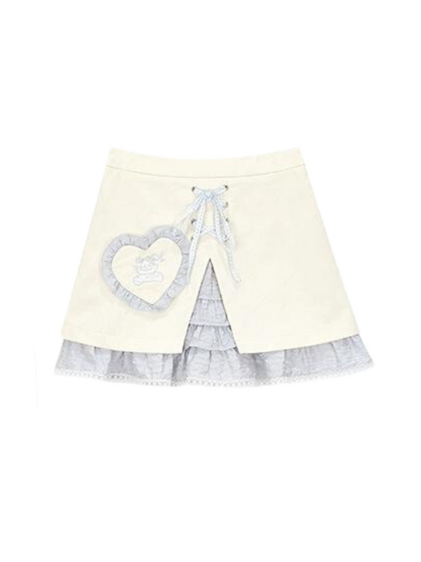 Striped Short Shirt + Slit Heart Tight Skirt