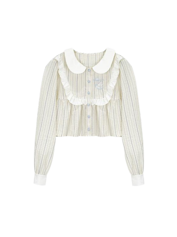 Striped Short Shirt + Slit Heart Tight Skirt