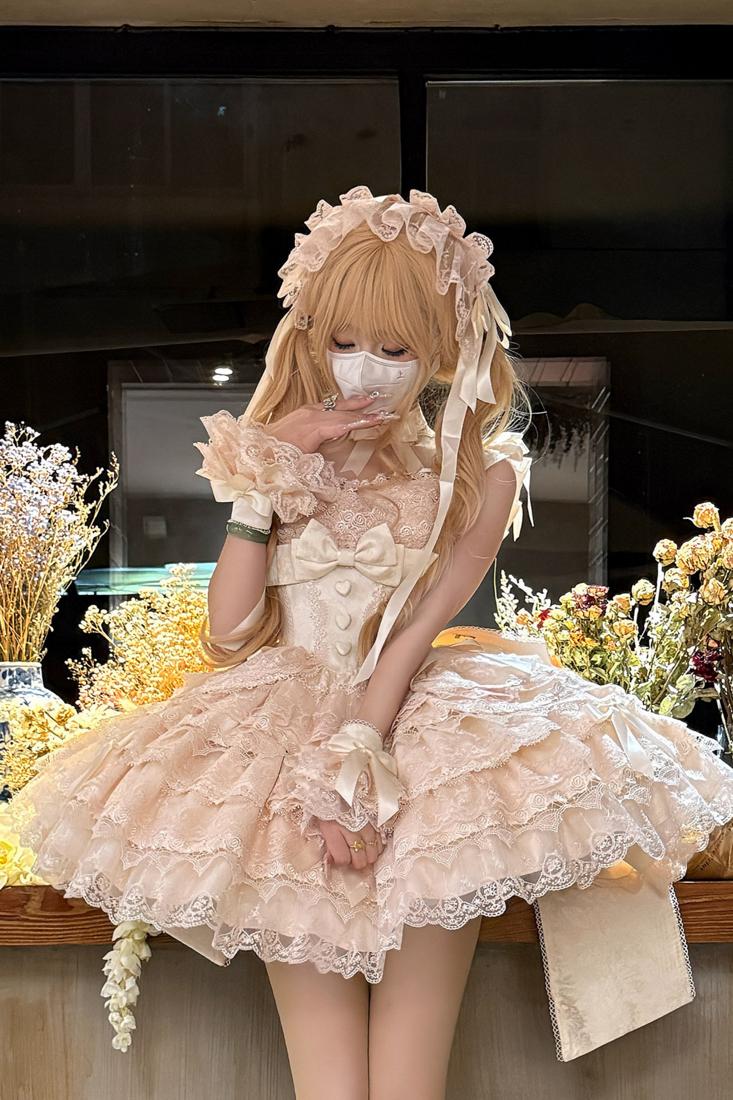 【予約商品】プリンセスバレエケーキロリータドレス+ヘアバンド+ネックレス+スリーブ+テール