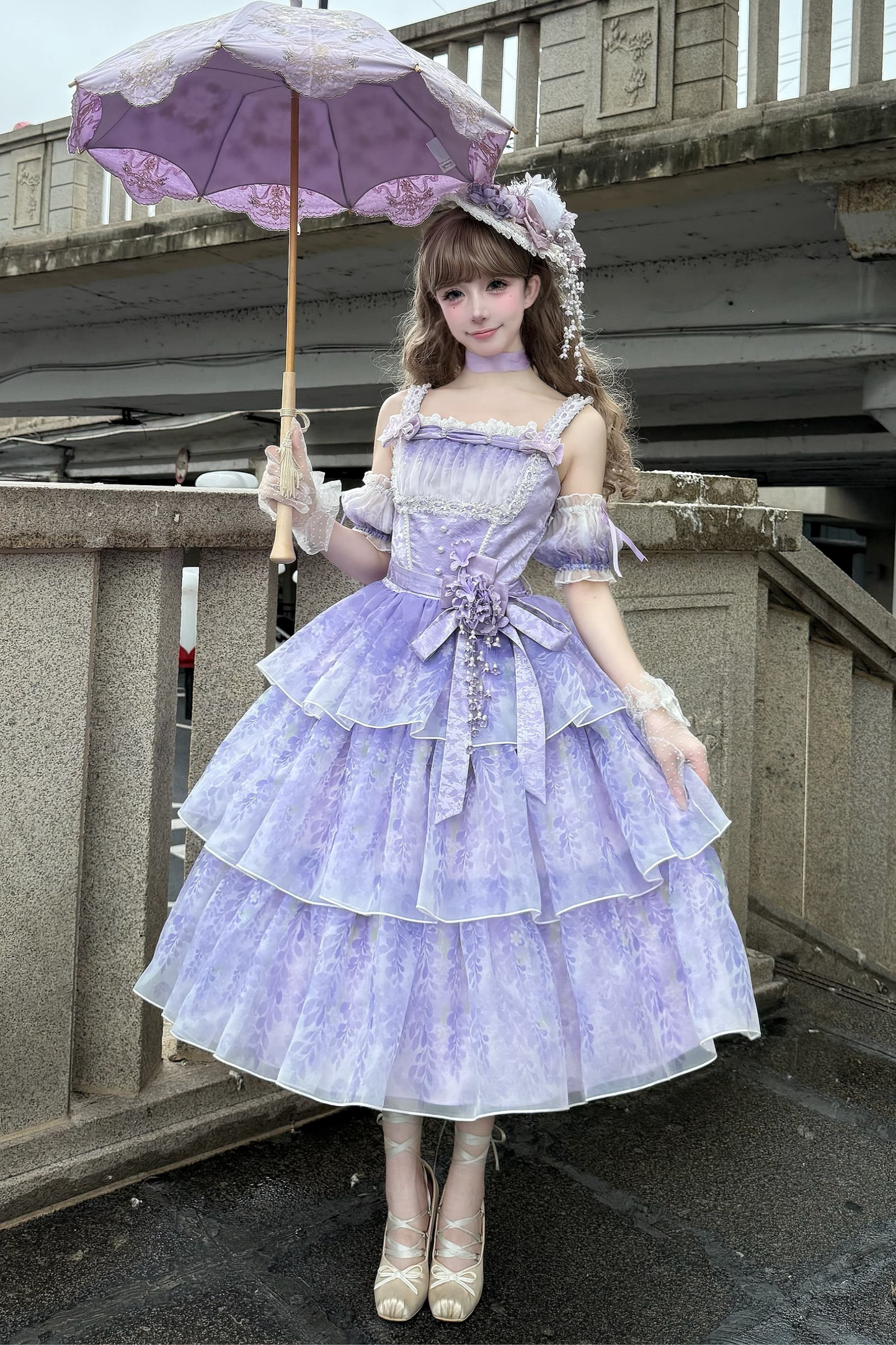 【予約商品】バレエスタイルエレガントドレス+ハット+ヘアバンド+リボンテール