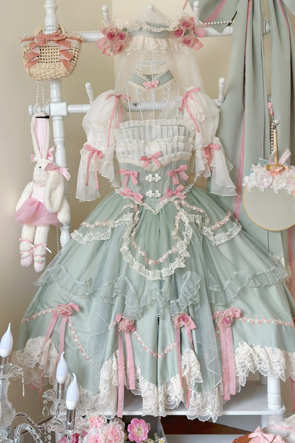 スイートプリンセスドレス+トレーン+ ベール +アクセサリー