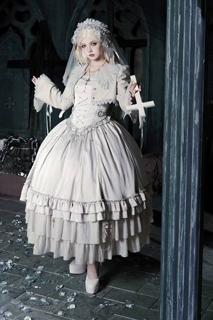 ゴシックロリータスカート+コルセット+ベール+ネックレス+ウエストチェーン