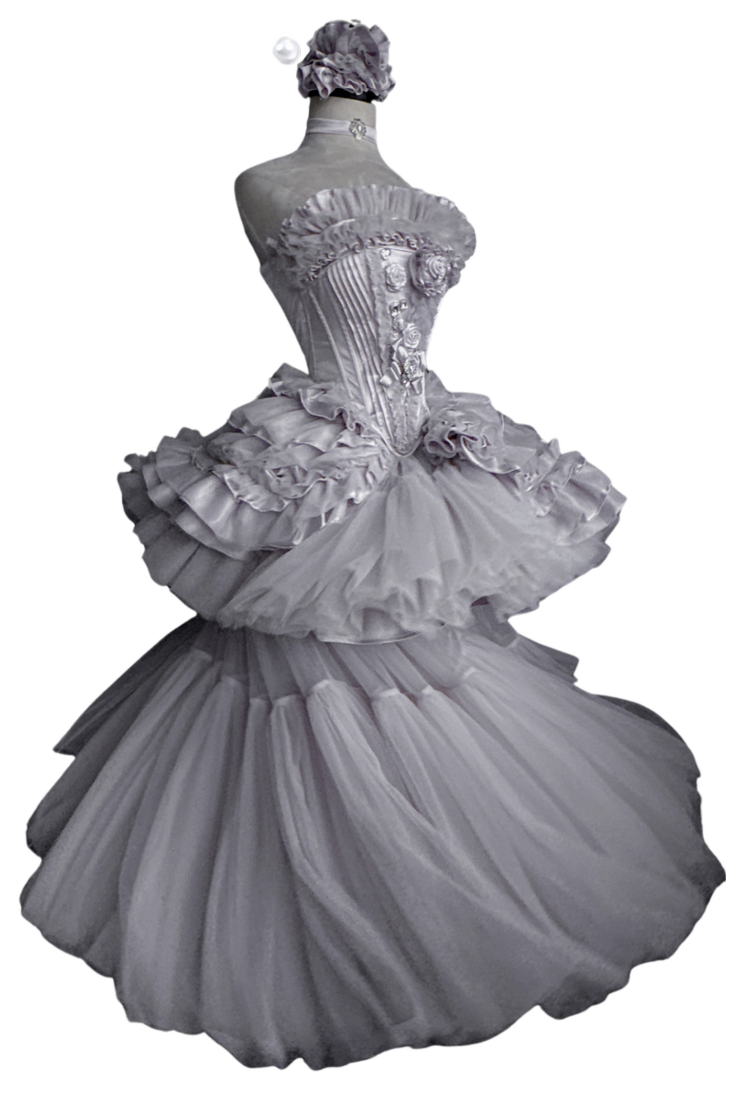 ビクトリアフラワーチューブトップス＋ショートスカート＋ロングスカート＋ガーゼスカート＋アームリング＋チョーカー