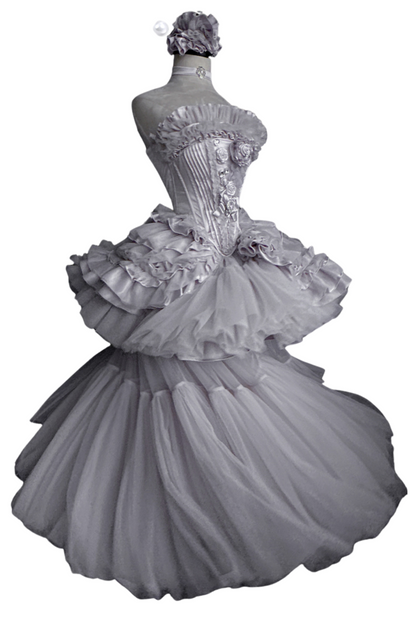 ビクトリアフラワーチューブトップス＋ショートスカート＋ロングスカート＋ガーゼスカート＋アームリング＋チョーカー