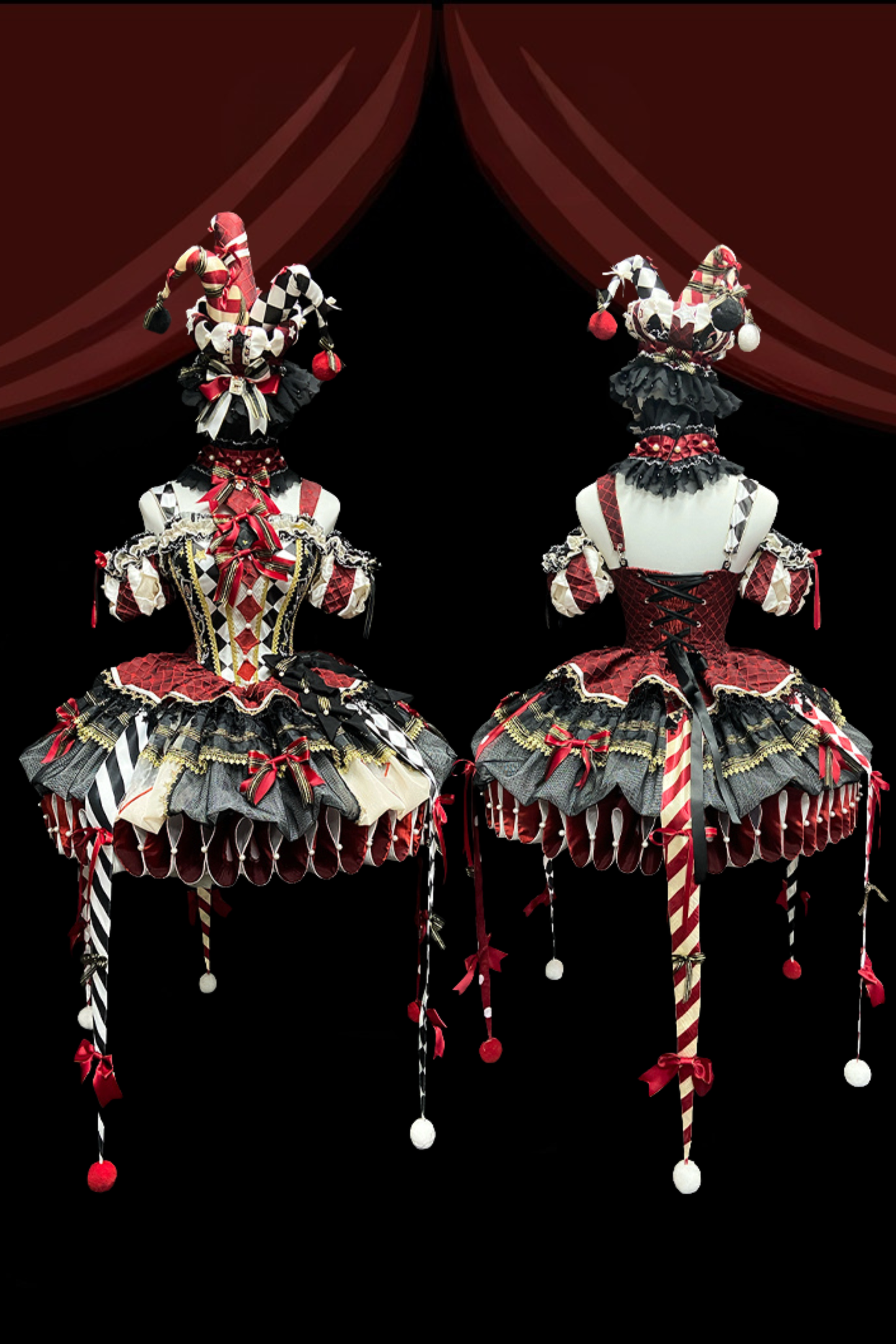 【12月26日予約締切】サーカスクイーンブラックアンドレッドロリータピエロドレス＋フルセットA/B