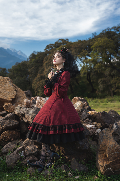 Retro Striped Elegant Gothic Lolita Dress