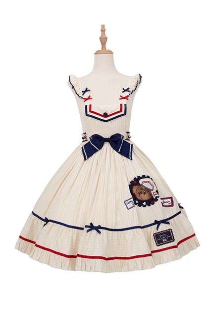 [Reservation Item] Marine Bear Design Doll Lolita Dress + Tie Top