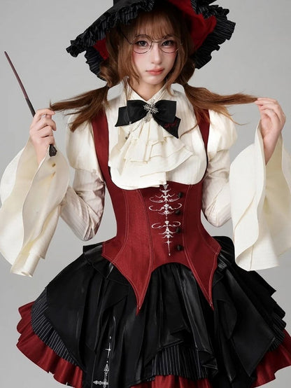 【12月3日予約締切】inverted spell contract ダークゴシックウィッチレッドドレスフルセット＋シャツ＋ベスト＋スカート
