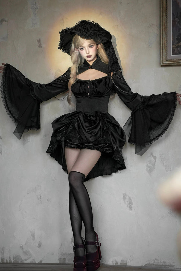 ダークフラワーゴシックロリータセットアップ