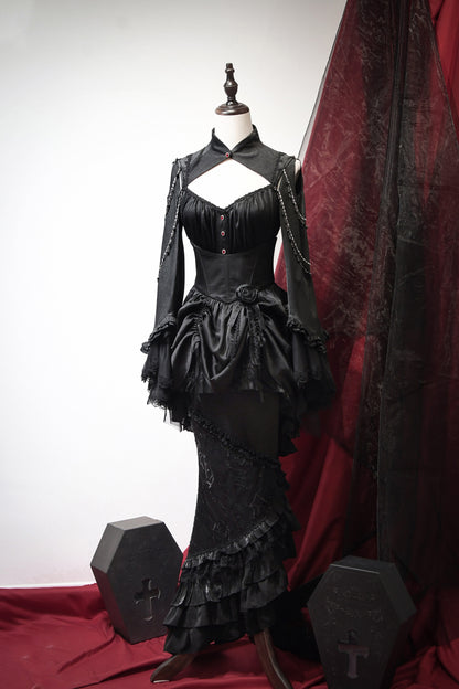 ダークフラワーゴシックロリータセットアップ