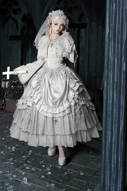 ゴシックロリータスカート+コルセット+ベール+ネックレス+ウエストチェーン