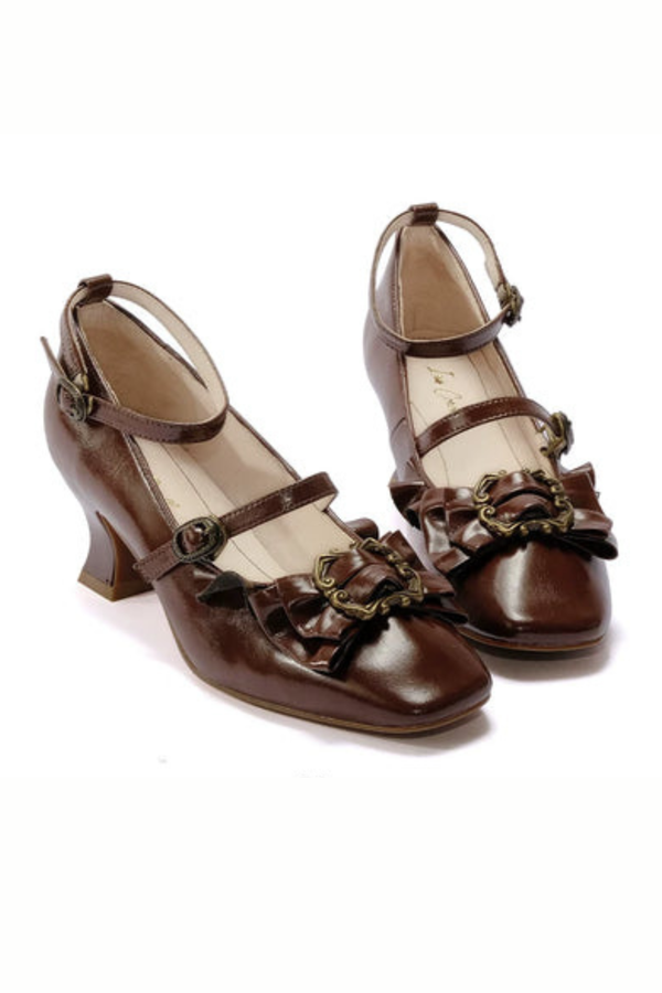レザーリボンフリルロリータヒール