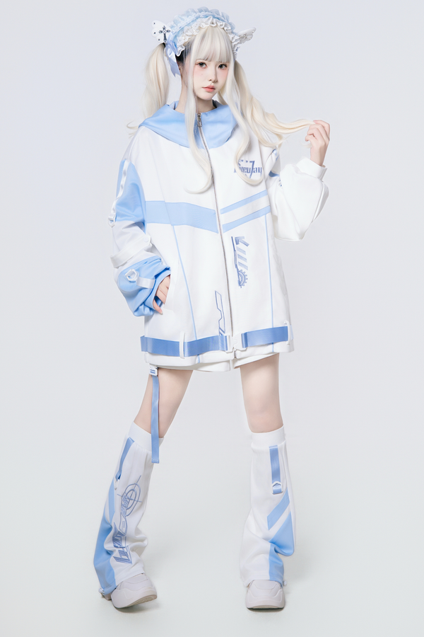 サイバーサブカルジャージジャケット+ショートパンツ+レッグカバー