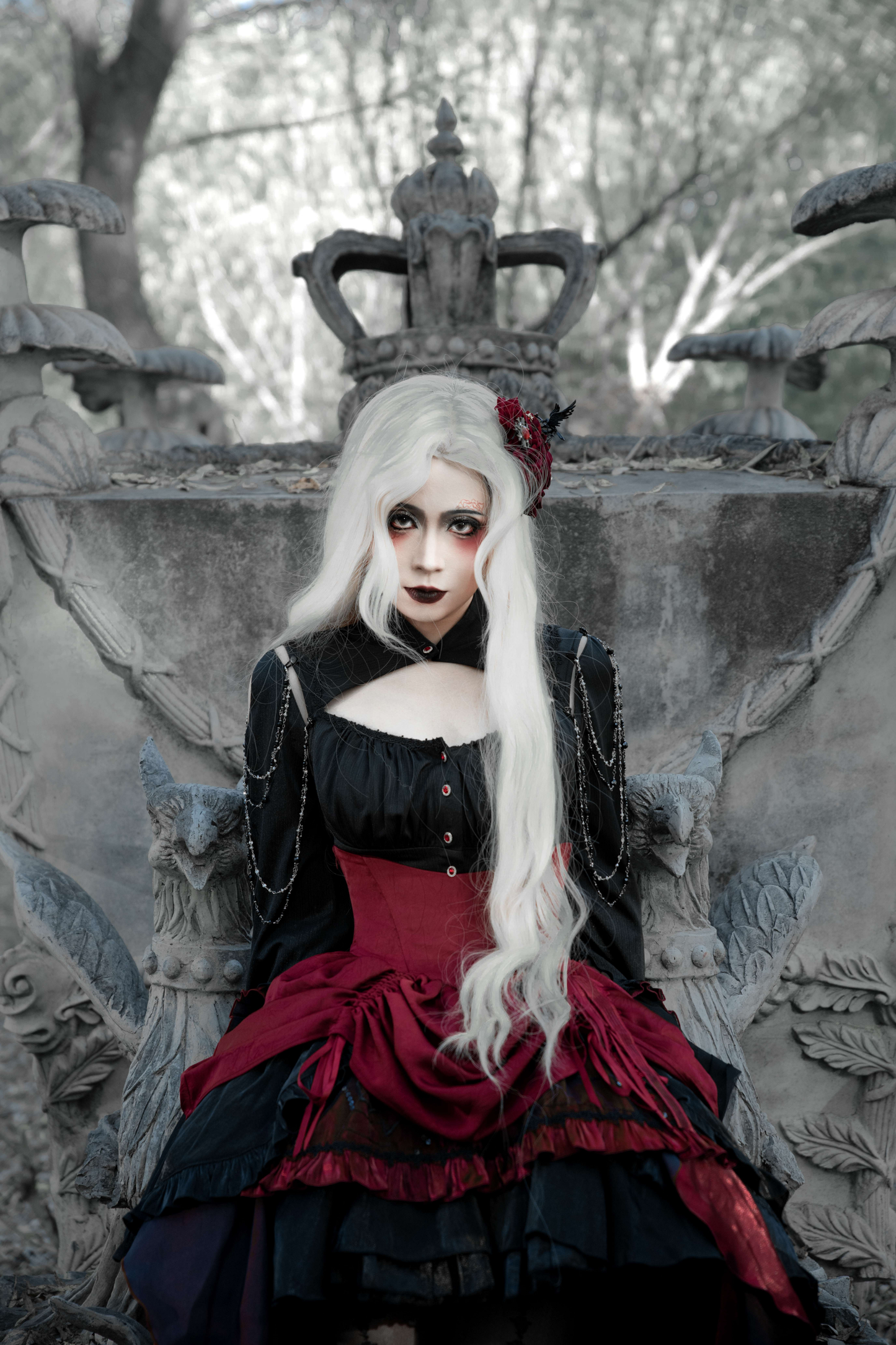 ダークフラワーゴシックロリータセットアップ