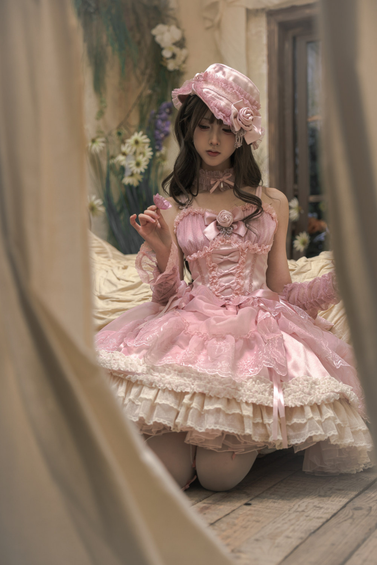 Moon River Lolita Puff Sleeve Top + Vest + Skirt