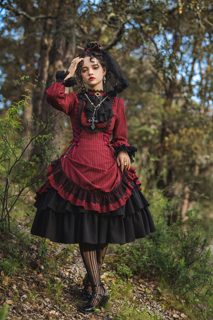 Retro Striped Elegant Gothic Lolita Dress