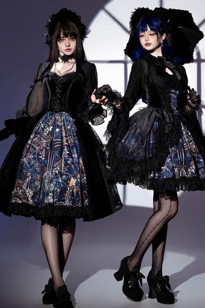 Gothic Lolita Jumper Skirt + Dark Top + Girdle