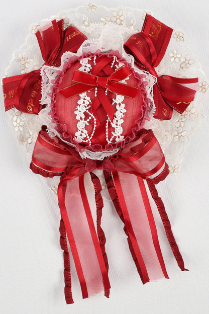 ローズレースロリータボンネット+ハット+ヘアバンド+クリップハット+クラウン