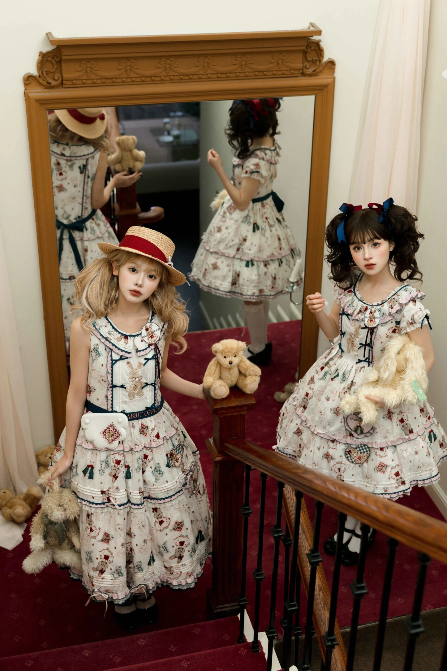 Retro Bear Puff Sleeve Dress + Sleeveless Dress