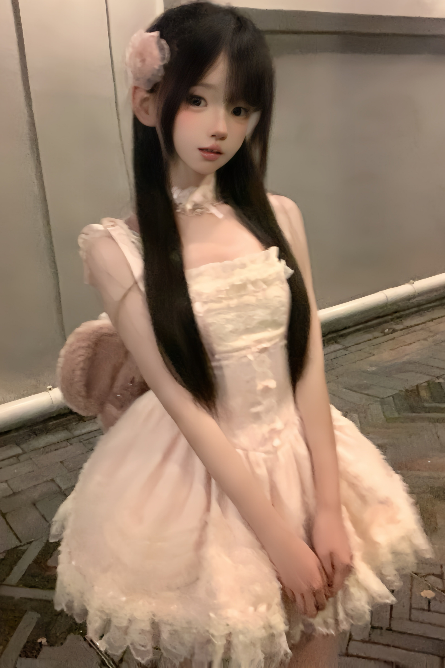 甜美珍妮蘿莉塔吊帶裙+項鍊+帽子+髮帶