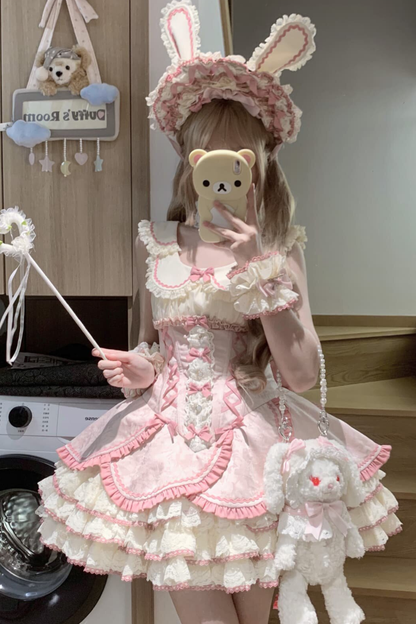 Magical Girl Lolita Dress + Bonnet + Pendant + Sleeves