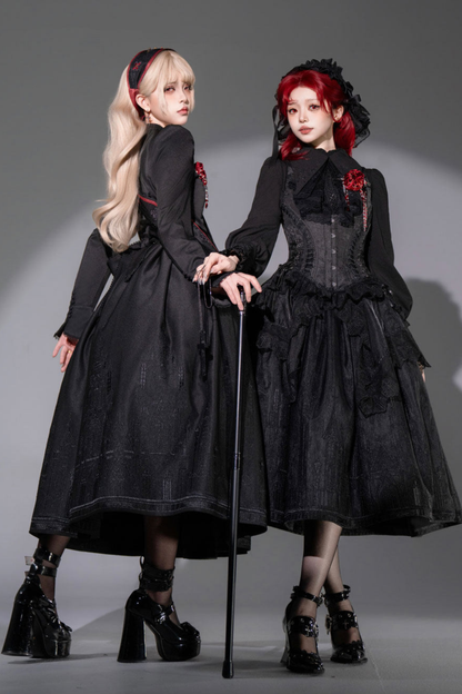 【4月19日预售截止】哥特蕾丝连衣裙+胸衣+裙子+上衣+发带+帽子+胸针