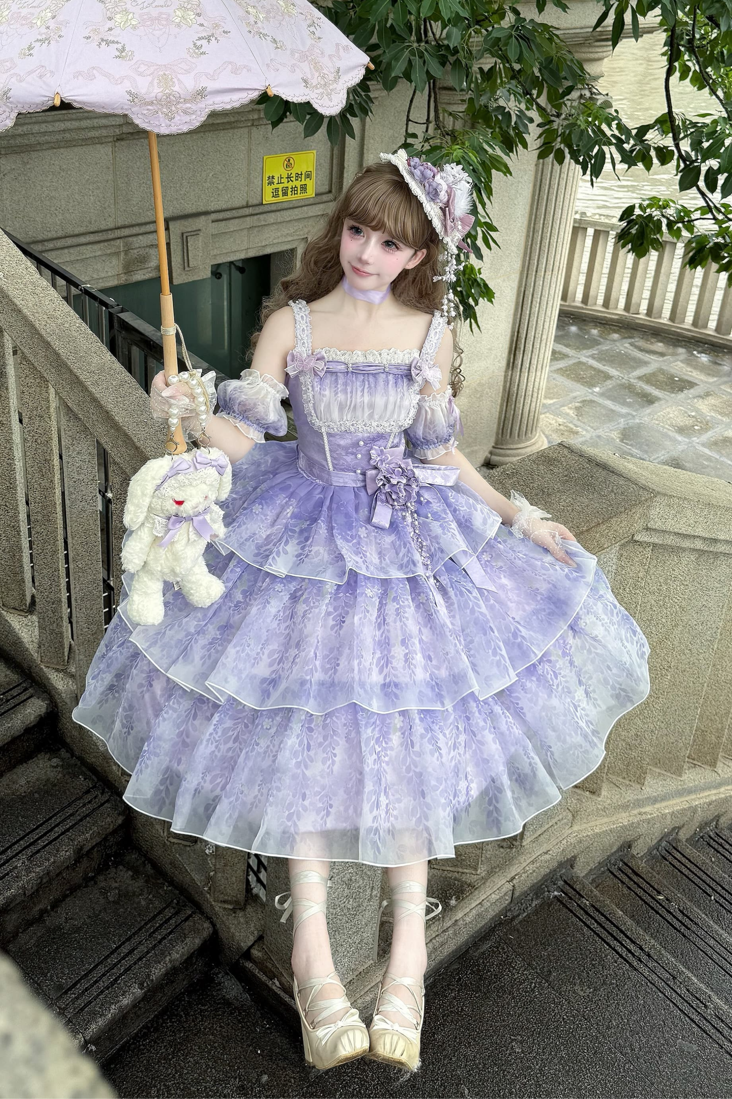 【予約商品】バレエスタイルエレガントドレス+ハット+ヘアバンド+リボンテール