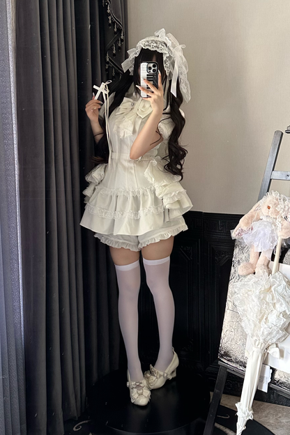 パフスリーブエレガントゴシックスタイルトップス+パンツ