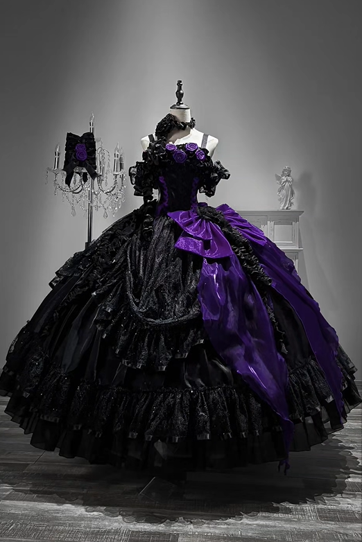 [Pre-order] Gothic Rose Wedding Lolita Gorgeous Tiered Corset JKS Dress