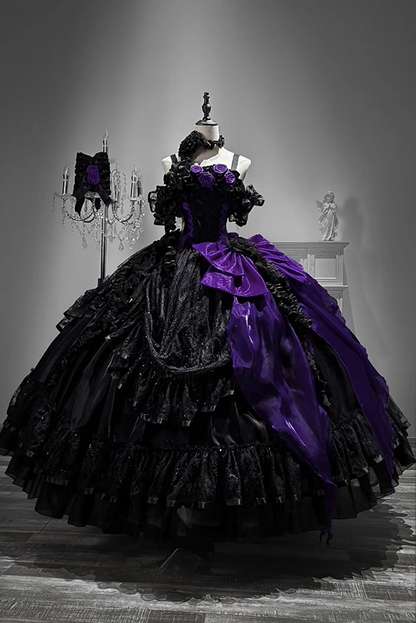 [Pre-order] Gothic Rose Wedding Lolita Gorgeous Tiered Corset JKS Dress
