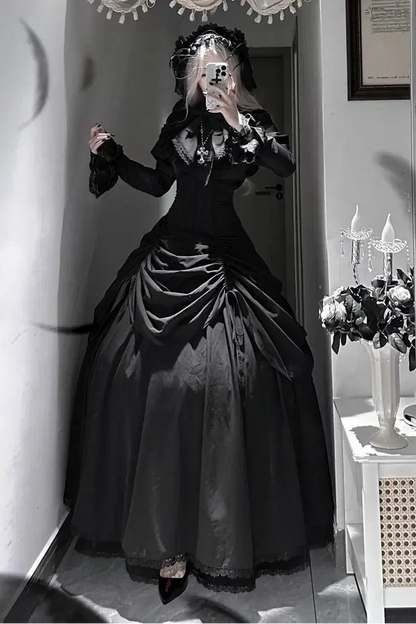 【1月3日予約締切】Return of the Witchesダークゴシックローズラッフルトップス＋プルアップコルセットスカート