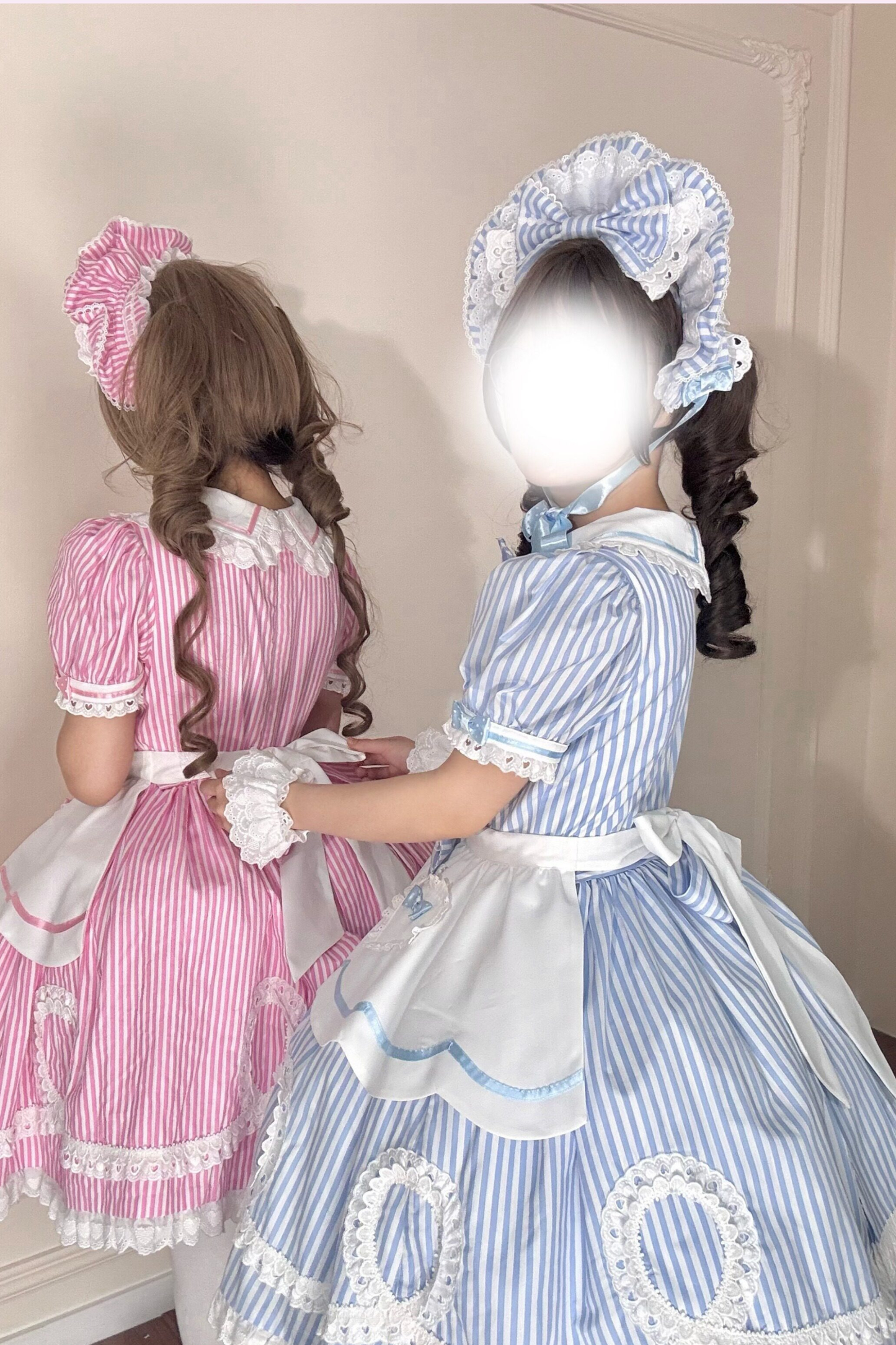 [Vorbestellung] Retro-Puppenartiges Lolita-Kleid + Haarband + Clip + Haube + Hut