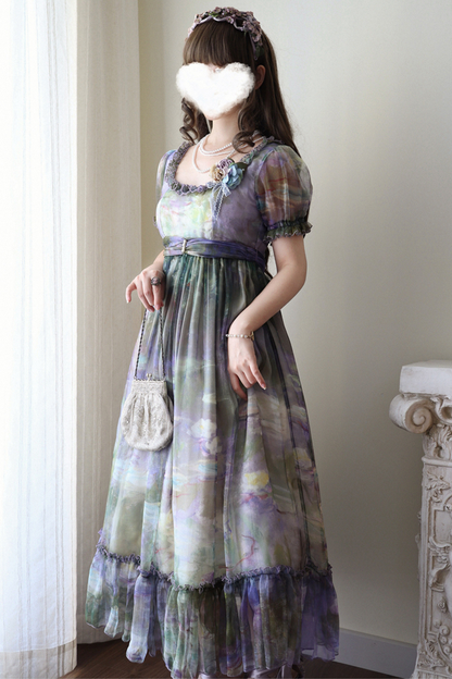 マーブルアートハイウエストマークロリータドレス