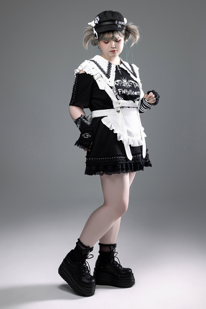 Witch Apprentice Subculture T-shirt Dress + Suspender Apron