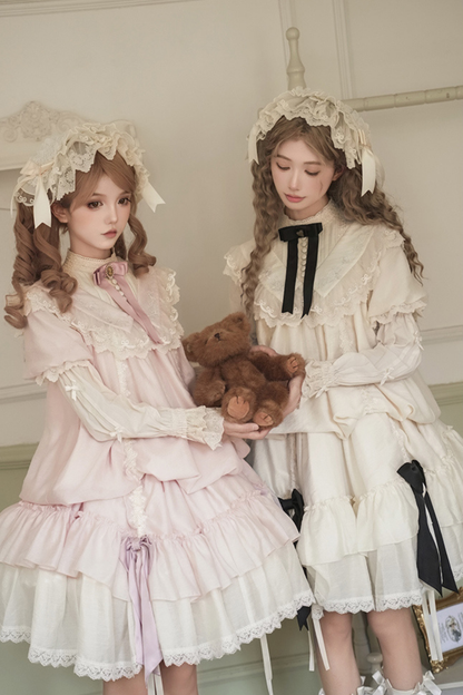 【予約商品】ローズフリルロリータドレス+ドレス＋ベルト＋ブローチ＋リボン＋ヘッドバンド＋スリーブ