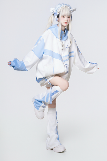 サイバーサブカルジャージジャケット+ショートパンツ+レッグカバー