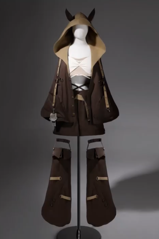 Chaqueta con capucha de animal + Ropa interior + Pantalones cortos + Calentadores + Riñonera