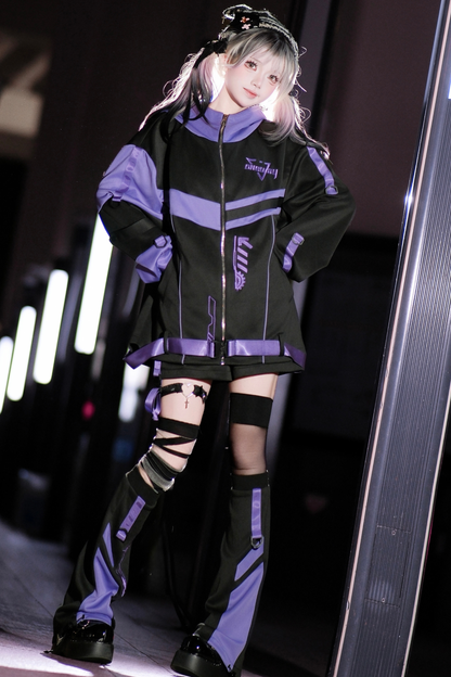 サブカルサイバージャケット+ショートパンツ+レッグカバー