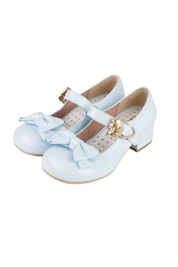 Glossy Sheep Bowknot Shoes