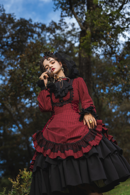 Retro Striped Elegant Gothic Lolita Dress