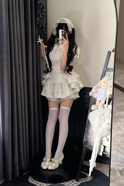 パフスリーブエレガントゴシックスタイルトップス+パンツ