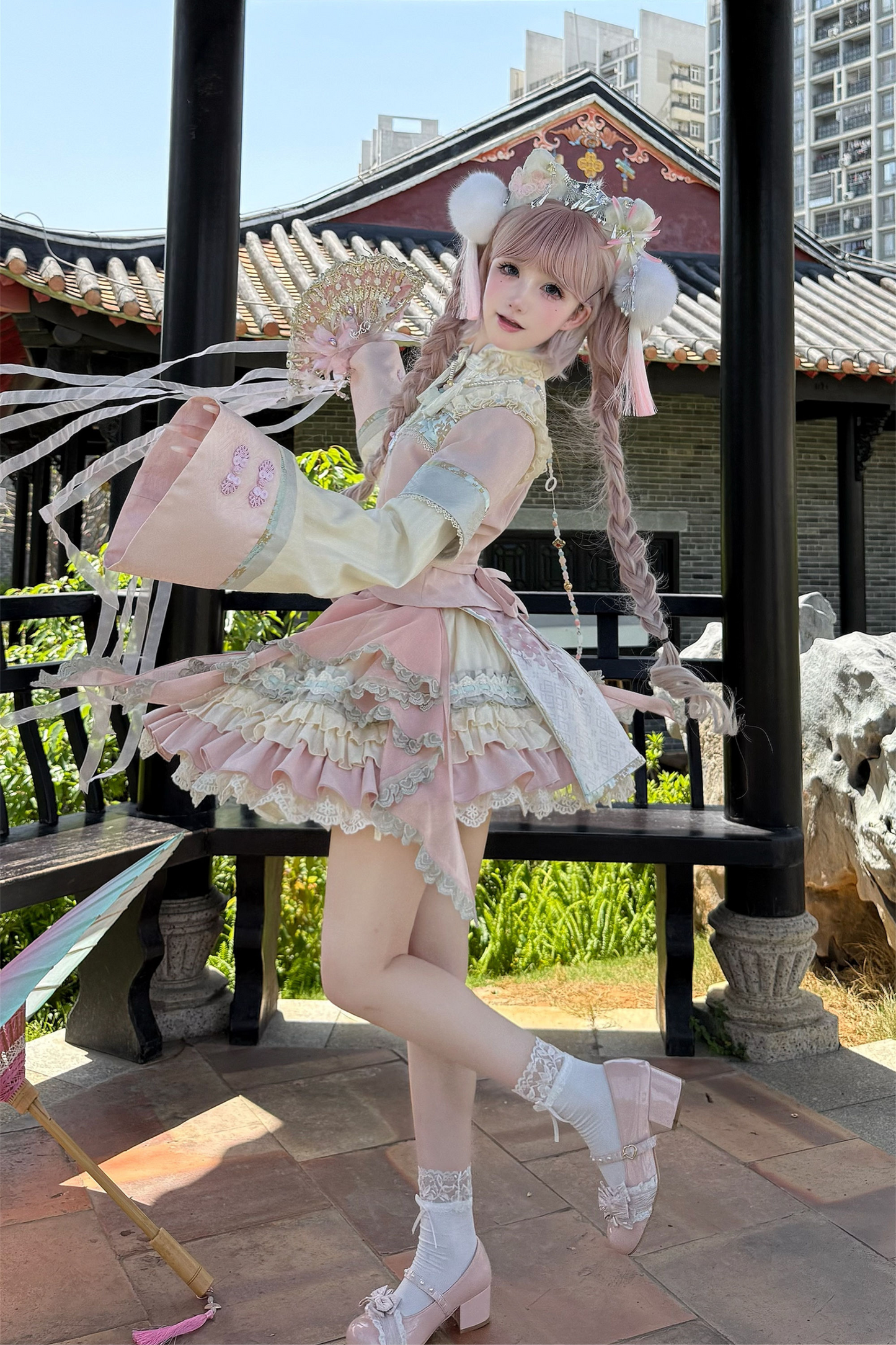 China Style Girl Lolita Top + Skirt + Catsuit + Clips