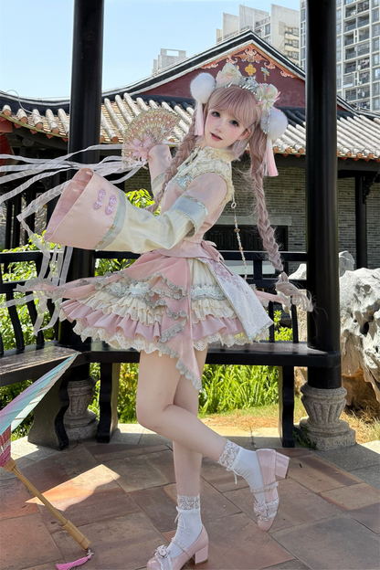 China Style Girl Lolita Top + Skirt + Catsuit + Clips